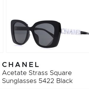 CHANEL 5422B Square Sunglasses, White Crystal Logo *NEW IN BOX* 100% Authentic